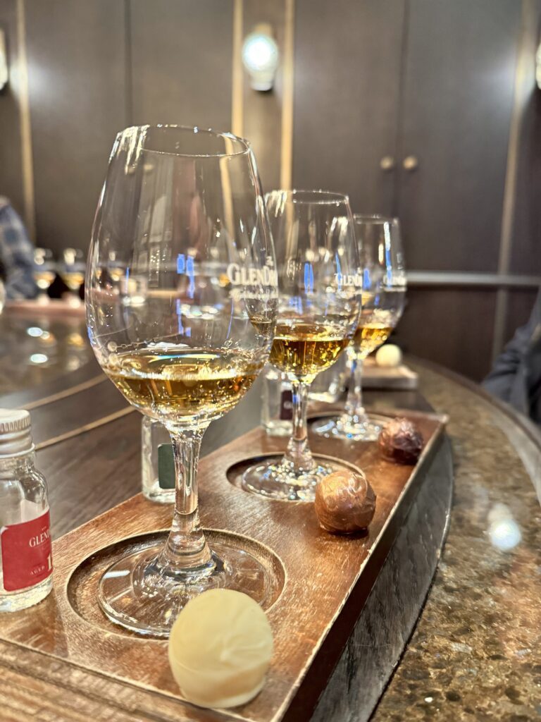 Whisky glasses during private tasting